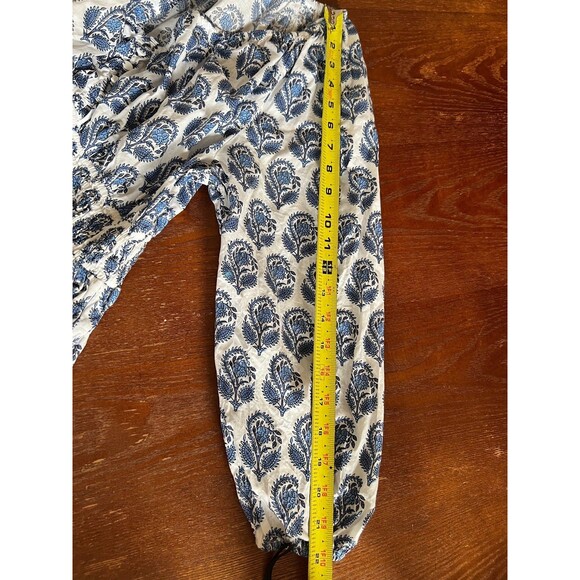 J Crew V Neck Mini Bouquet Block Print Blue White Lined XS Smocked Dress - Picture 11 of 11